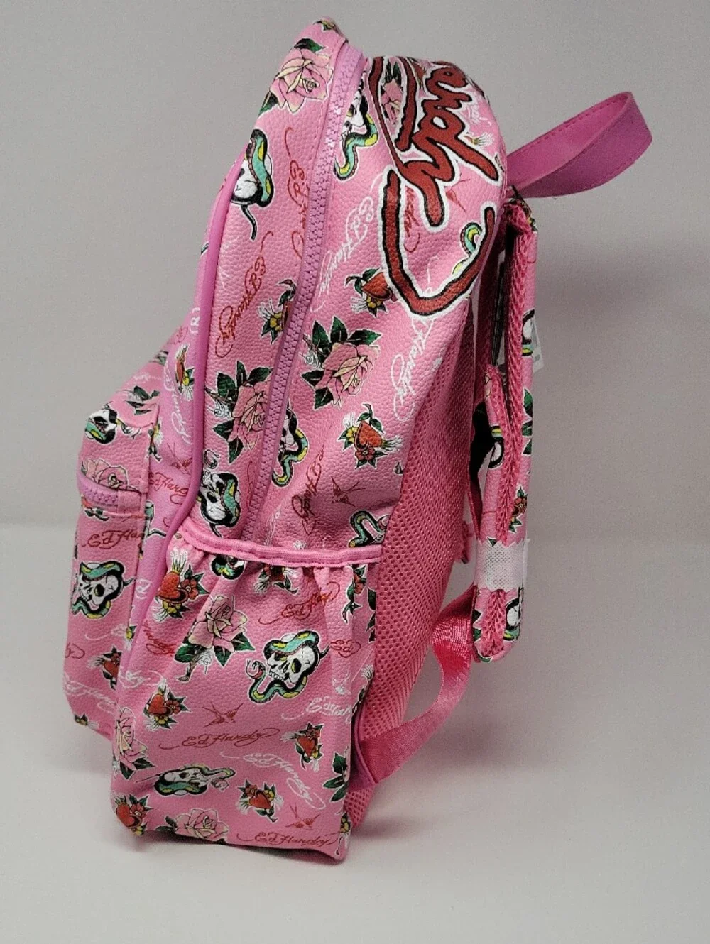 Ed Hardy Pink Heart Motif Kids Backpack